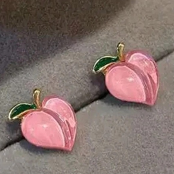 Peach Earrings, Peach Stud Earrings - Picture 3 of 4